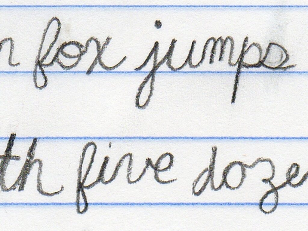 Cursive Writing on Notebook paper